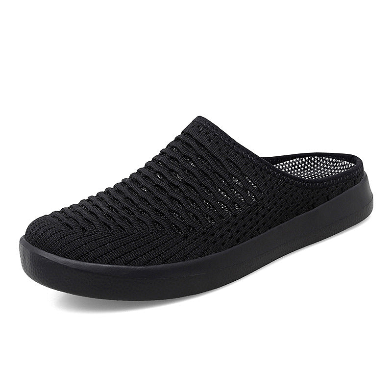 Summer Breathable Mesh Half Slippers - Women's Closed-Toe Heel-Free Slip-On Casual Shoes