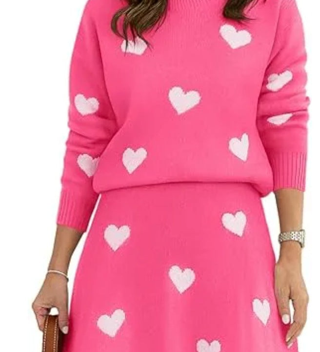 Women's Printed Long-Sleeve Top and Matching Skirt Two-Piece Set