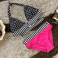 Women Cute Polka Dotted Two Piece Elasticated Waist Swimwear
