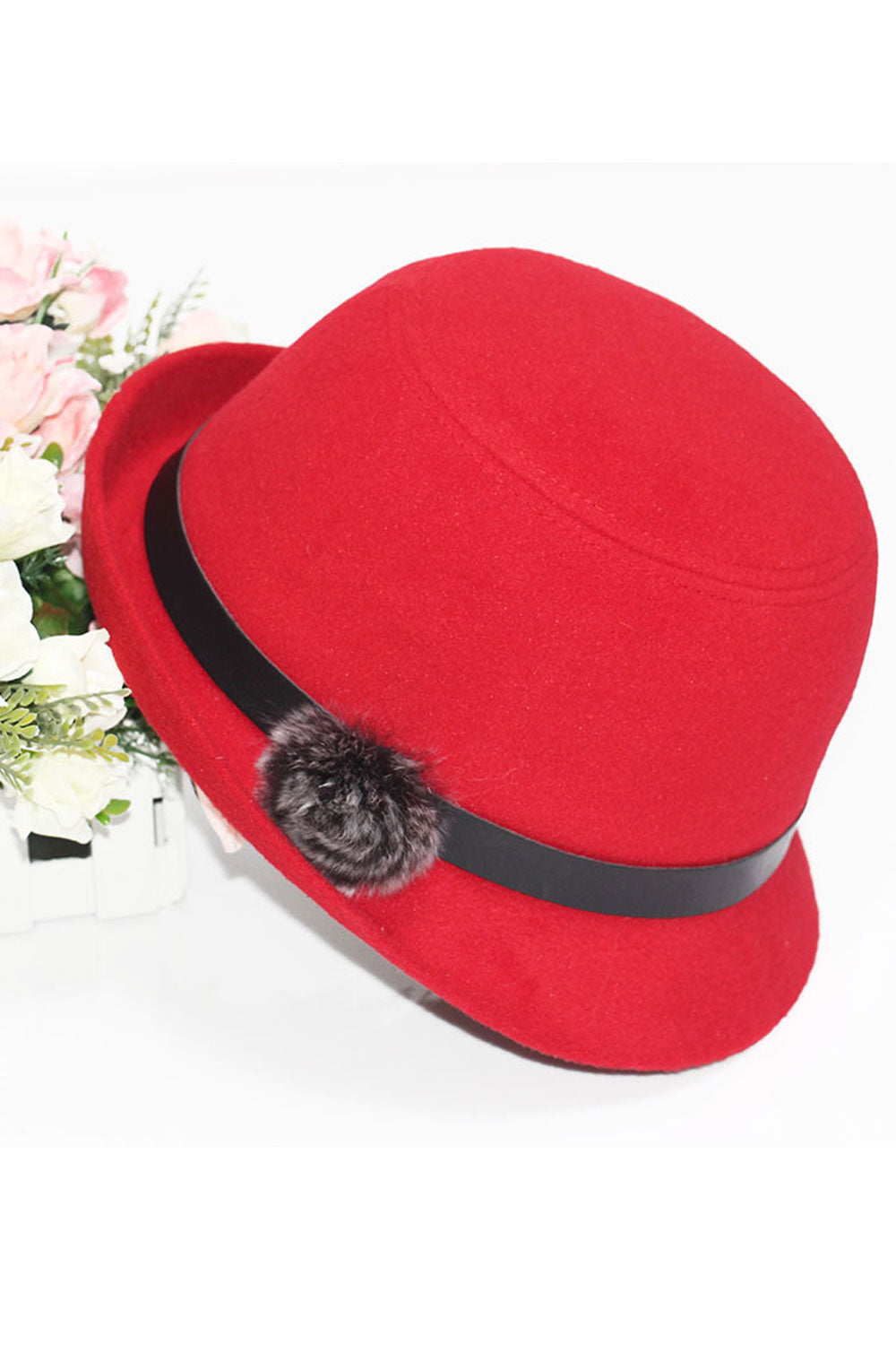 Women Cute Hairball Decoration Cold Protection Beret Hat