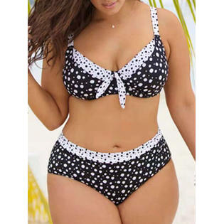 Women Two Piece Decorated Doted Swim Wear Set