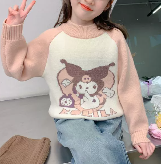 Cute Character Warm Knit Pullover for Girls