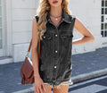 Women's Fashion Casual Denim Vest - Sleeveless Button-Down Waistcoat