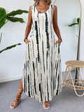 Summer Women's Sleeveless Printed Maxi Dress – Slim Fit Long Vest Style Casual Fashion Dress