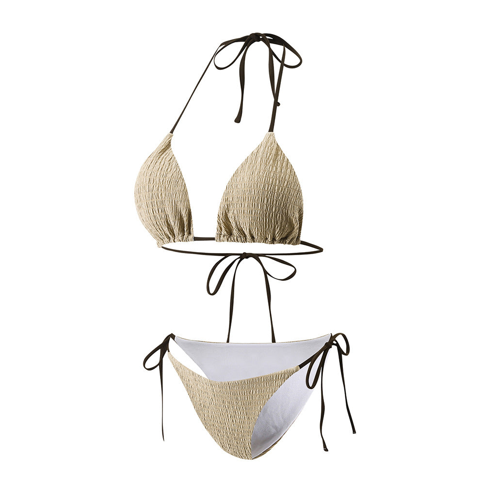 Women's Bikini Strap Split Color Contrast Swimsuit