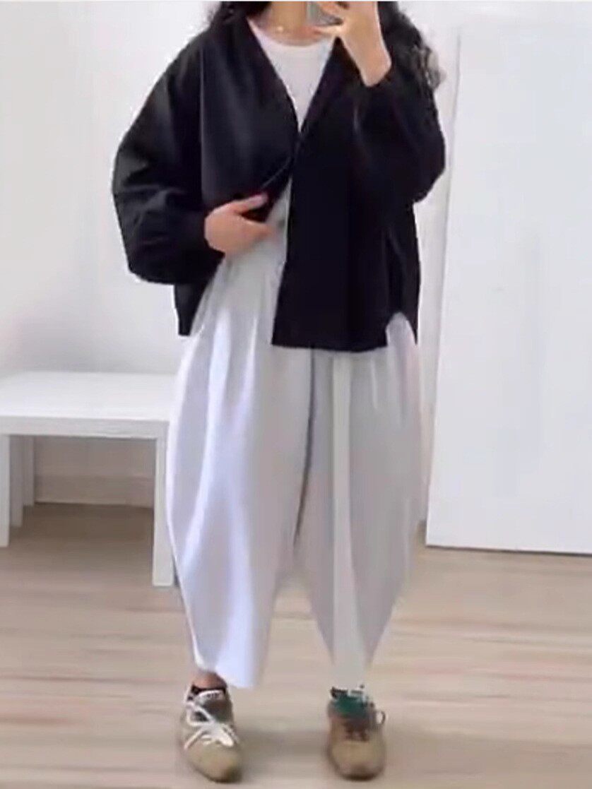 Lazy Style Women's Casual Cardigan & Solid Color Pants Two-Piece Set