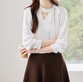 Women's V-Neck Long Sleeve Top - Refined New Style for Spring & Autumn