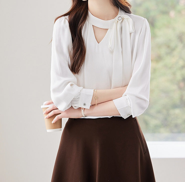 Women's V-Neck Long Sleeve Top - Refined New Style for Spring & Autumn