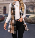 Women's Plaid Single-Breasted Lapel Suit Vest Jacket for Autumn and Winter Casual Layering
