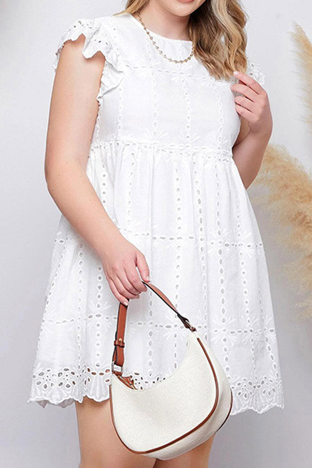 Women Plus Summer Ruffles Sleeve High Waist Casual Dress