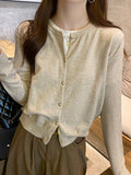Women's Thin Knit Long Sleeve Cardigan - Gray Spring and Autumn Outerwear