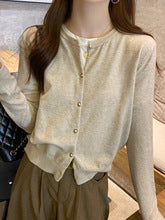 Women's Thin Knit Long Sleeve Cardigan - Gray Spring and Autumn Outerwear