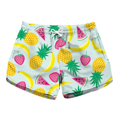 Women Casual Fruit Printed Drawstring Waist Summer Short
