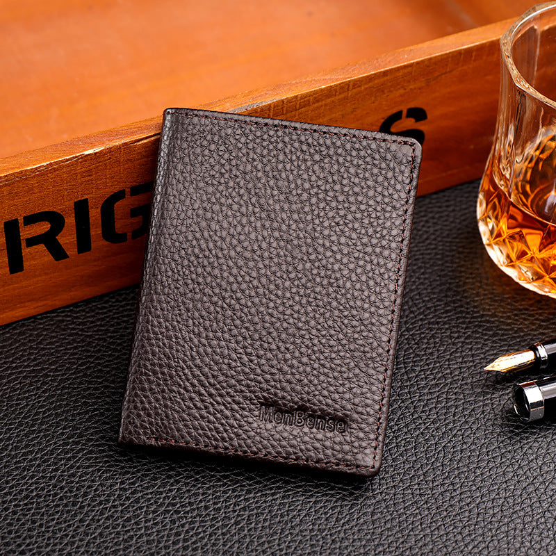 Genuine First-Layer Cowhide Leather Driver’s License Wallet – Men’s Vertical Motor Vehicle Card Holder Case