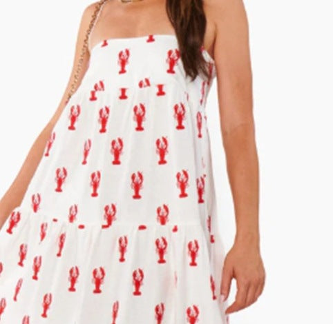 Women's Summer Printed Sleeveless Pocket Strap Dress – Loose Fit Casual Dress
