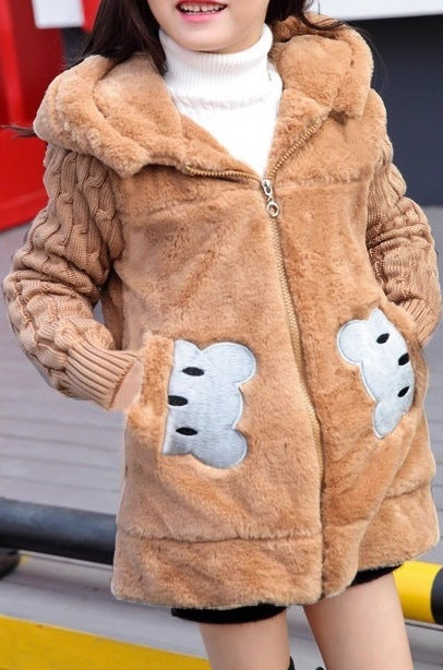Winter New Girls’ Cotton Coat – Medium and Long Thick Imitation Fur Cotton-Padded Coat - RAC25JP3263GOW