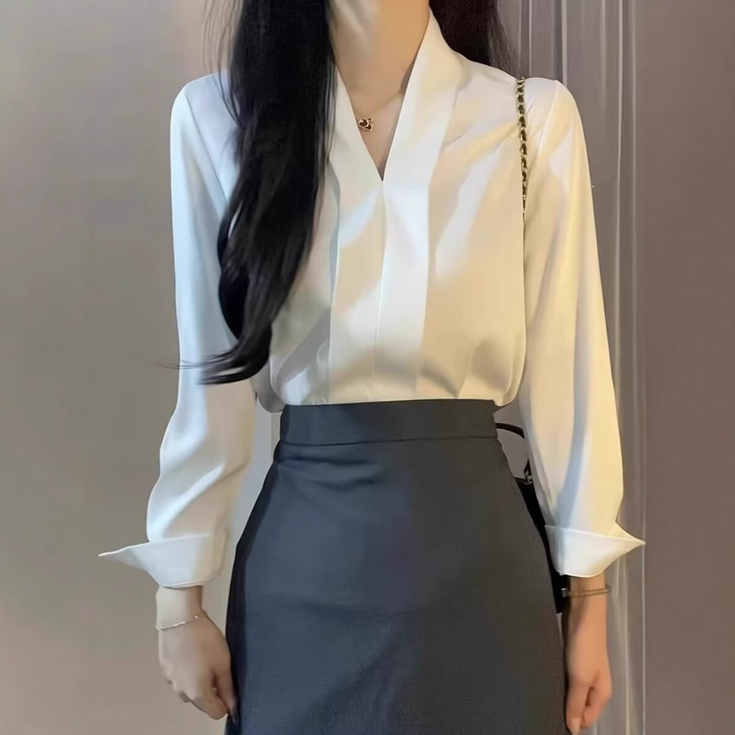 Women's Long-Sleeve Early Spring New White Shirt