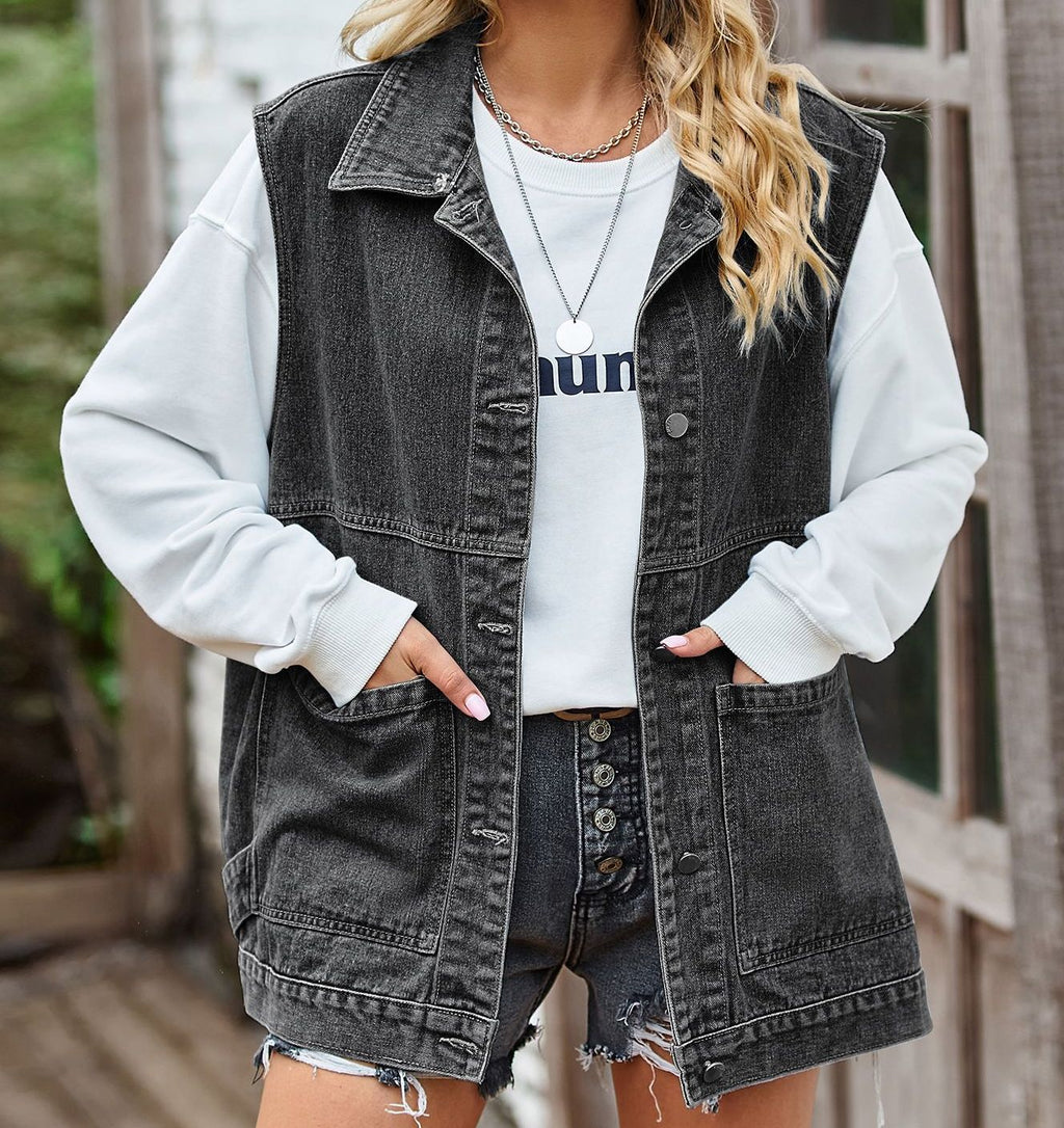 Women’s New Loose Casual Denim Vest – Sleeveless Top