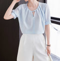 Women's Short-Sleeved Chiffon Shirt - Summer Lightweight Elegant Top