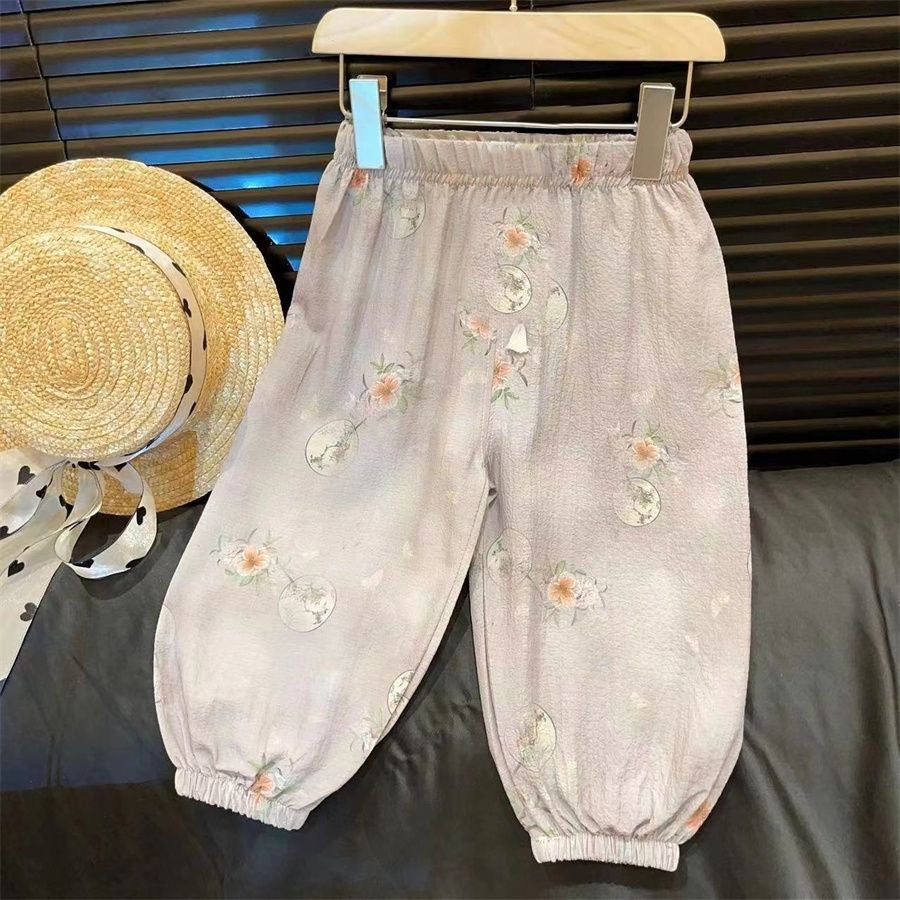Girls’ Summer Casual Floral Lantern Pants - RAC26JP5428BATB