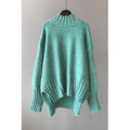 Women Comfy Solid Pattern Side Split Stretchable & Warm Winter Sweater