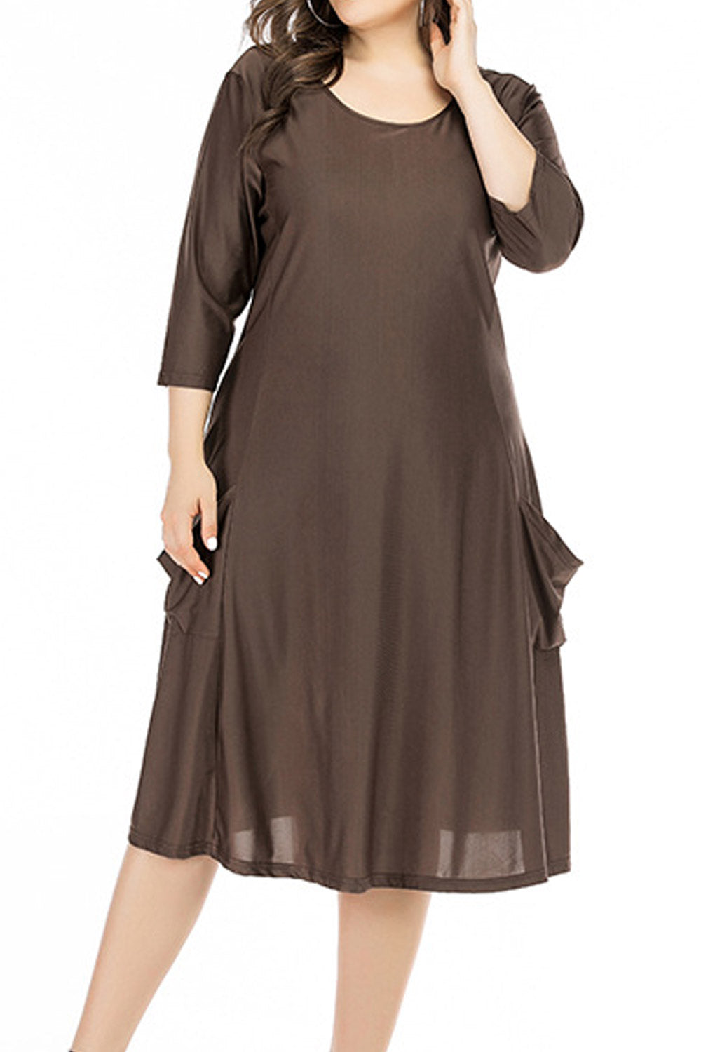 Women Plus Round Neck loose waist knitted pullover Party Dress