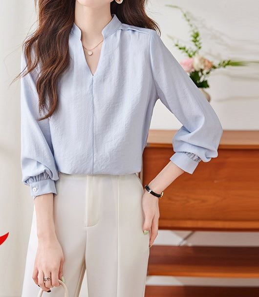 Women's V-Neck Spring & Autumn Casual High-End Plus Size Fashion Shirt