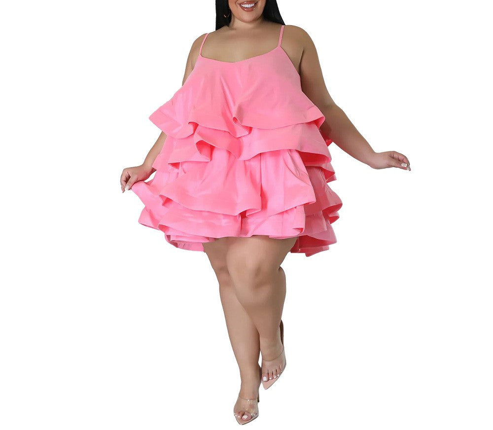 Women's Sleeveless Ruffled Dress with Adjustable Shoulder Straps – Summer Casual Flowy Sundress