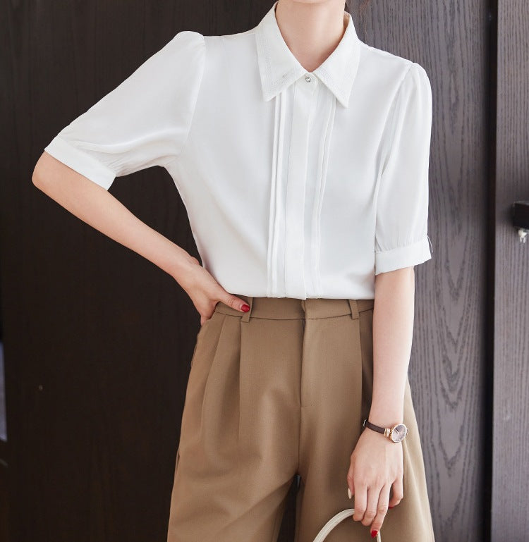 Women's Short-Sleeved Chiffon Shirt - Summer Lightweight Loose Fit Comfortable Top