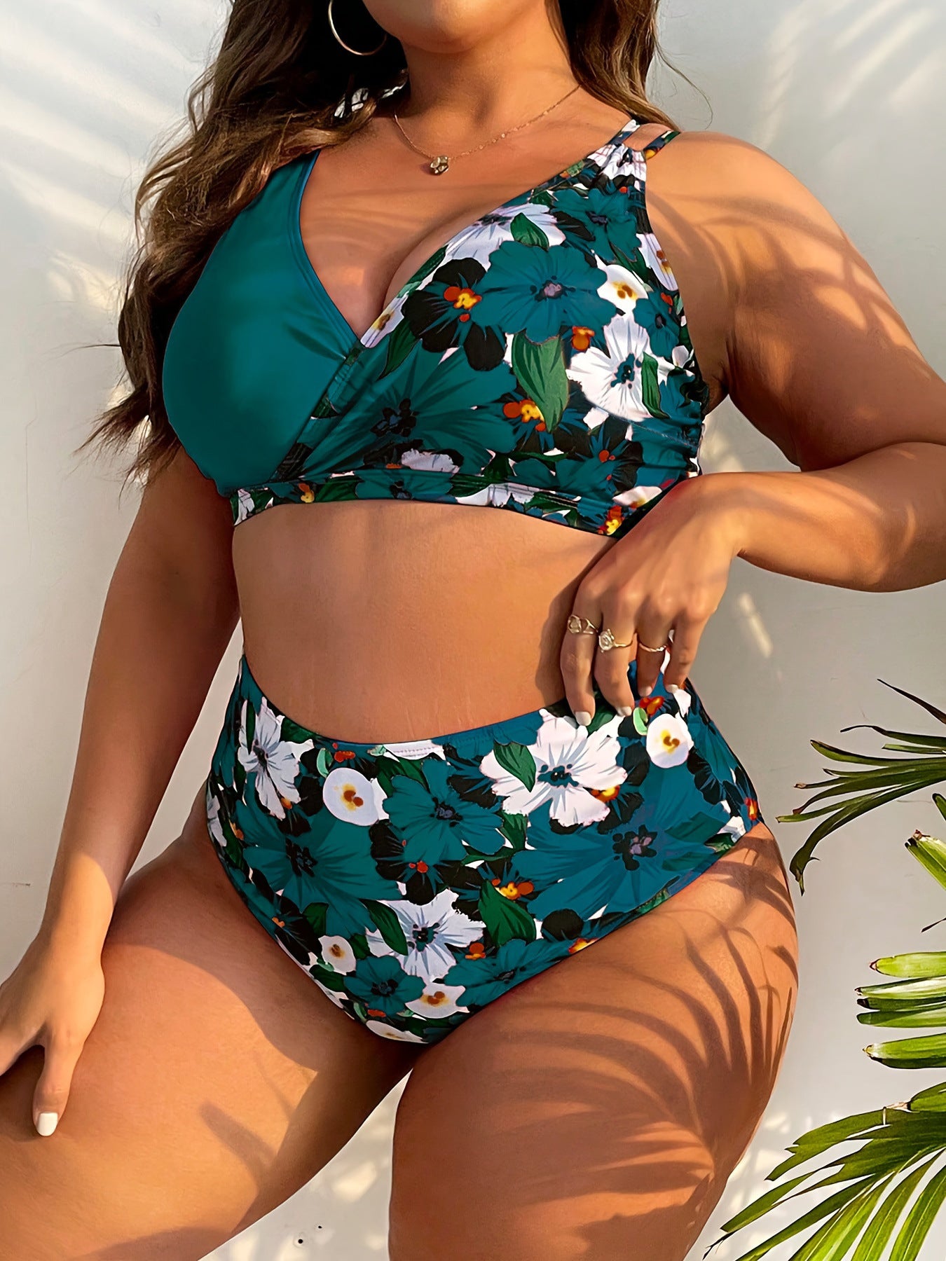 Women's Plus Size Two-Piece Push-Up Bikini with Vibrant Digital Print