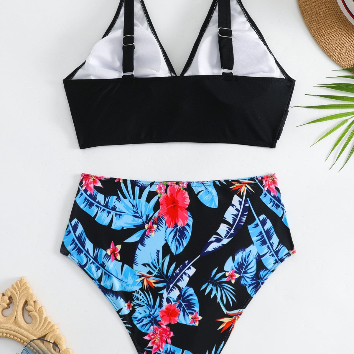 High Waist Split Bikini for Women - Multi-Color Floral Swimwear