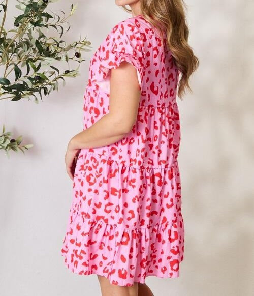 Women's Double Take Short Flounce Sleeve Tiered Dress