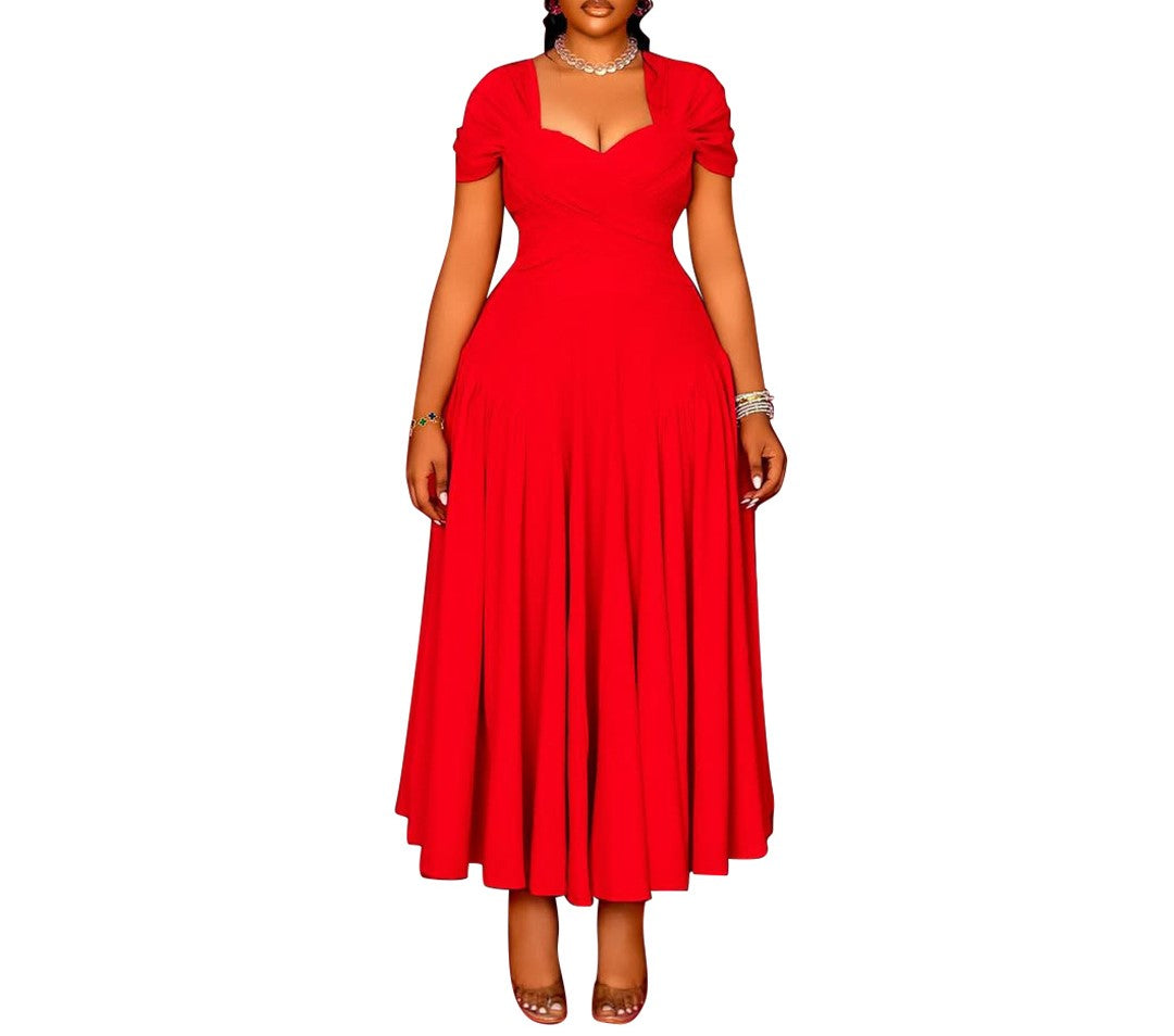 Elegant Plus Size Black Tube Top Maxi Dress – Waist-Defining Formal Gown for Women