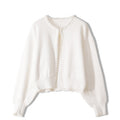 Women Beautiful Beaded Decoration Round Neck Cardigan