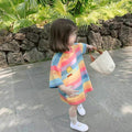 Summer Baby Girls’ Rainbow Striped Cartoon T-Shirt Dress - RAC26JP5445BATDAS
