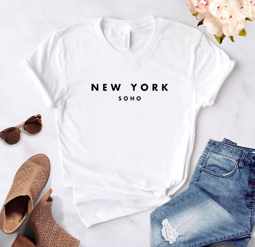 Women New York Thin & Comfortable Loose Styled Short Sleeve Restful Round Neck Casual T-Shirt