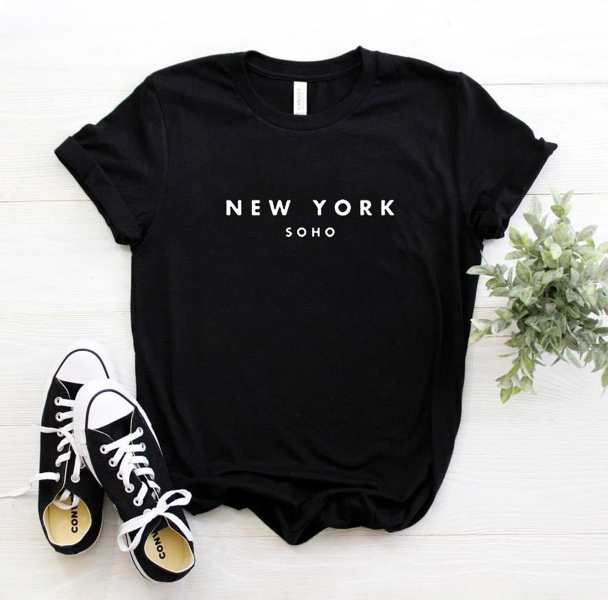 Women Comfortable Round Neck New York Letter Pattern Short Sleeve Summer Casual T-Shirt