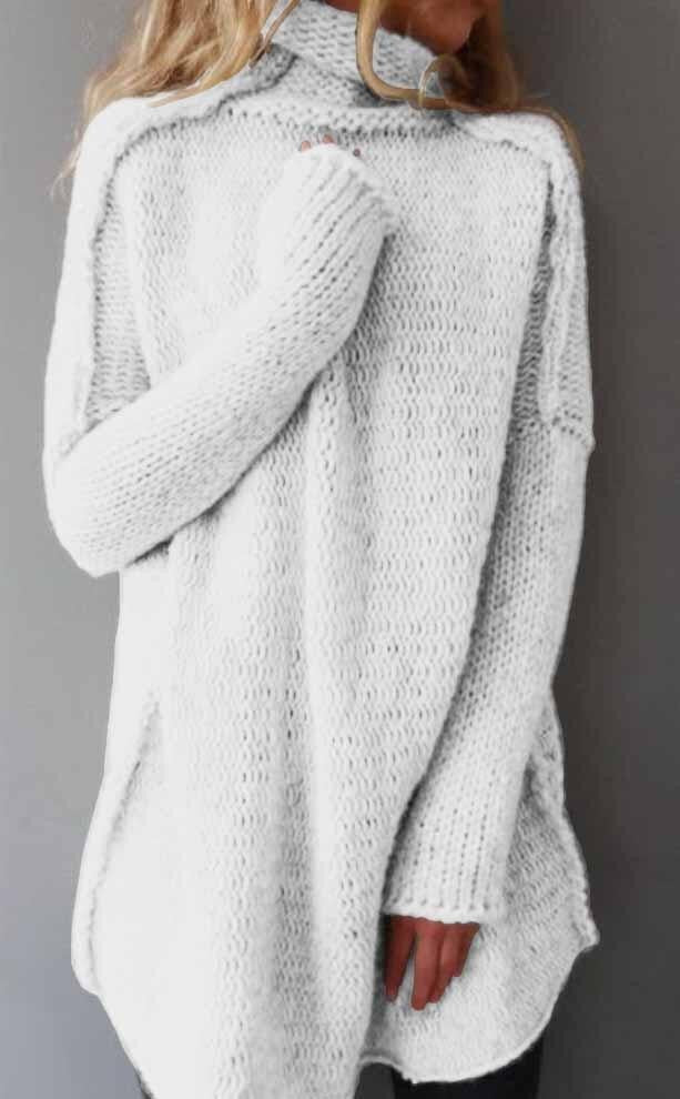 Women's Solid Color Long-Sleeved Sweater - Classic Comfortable Knit Top
