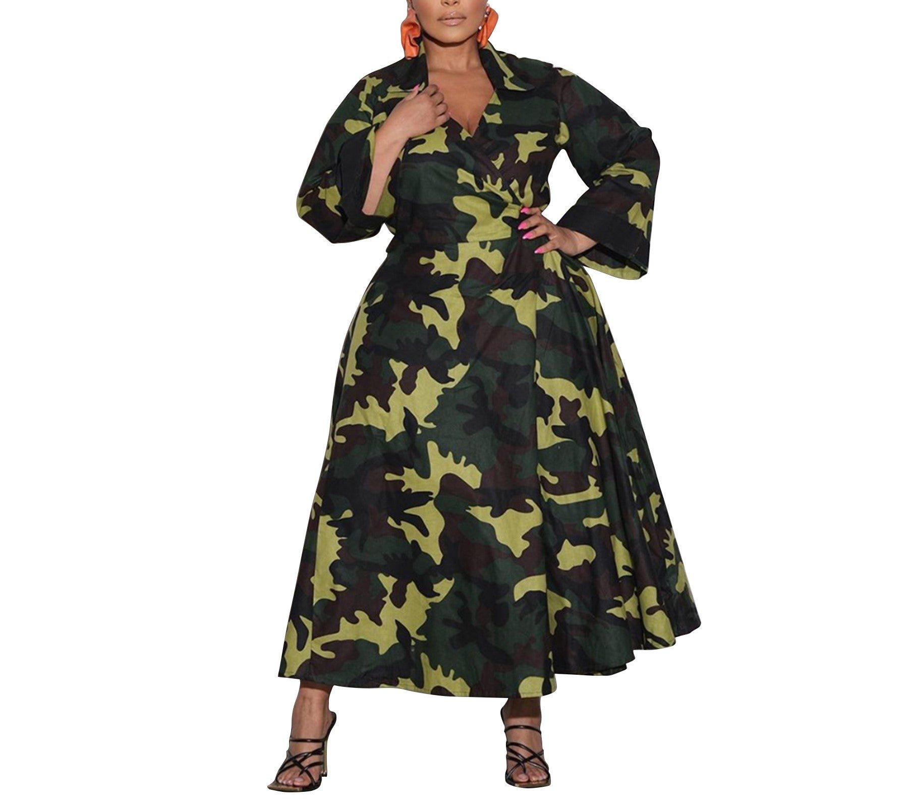 Plus Size Women's Autumn New Style Tie-Up Irregular Skirt Long Sleeve Dress – Elegant Casual Fashion Outfit