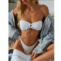 New Solid Color Tube Top Bikini | Split Strap Swimsuit for Beach & Pool