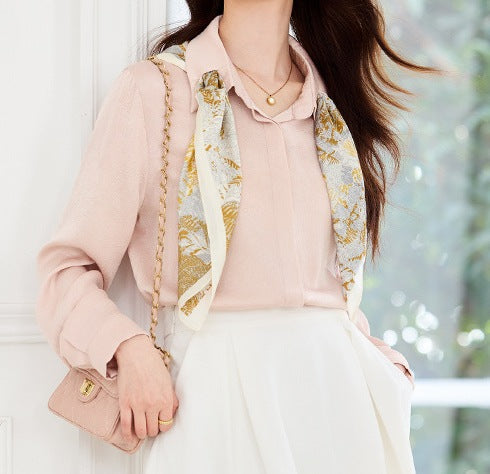 Women's Polo Collar Long-Sleeved Shirt - Classic Lightweight Summer Top