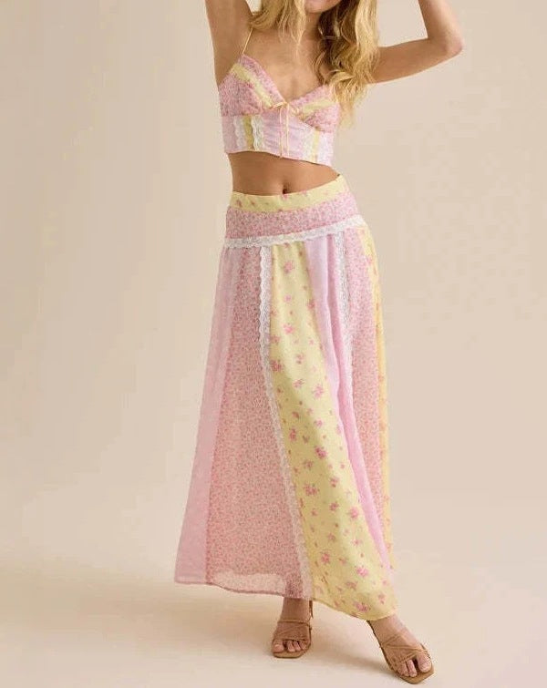 Spring and Summer New Printed Camisole and Long Skirt Two-Piece Set for Women