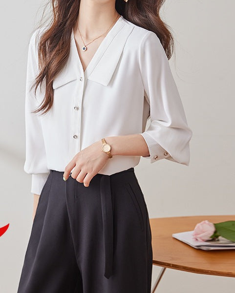Women's Autumn Elegant Satin Commuter Shirt - Celebrity-Inspired Style