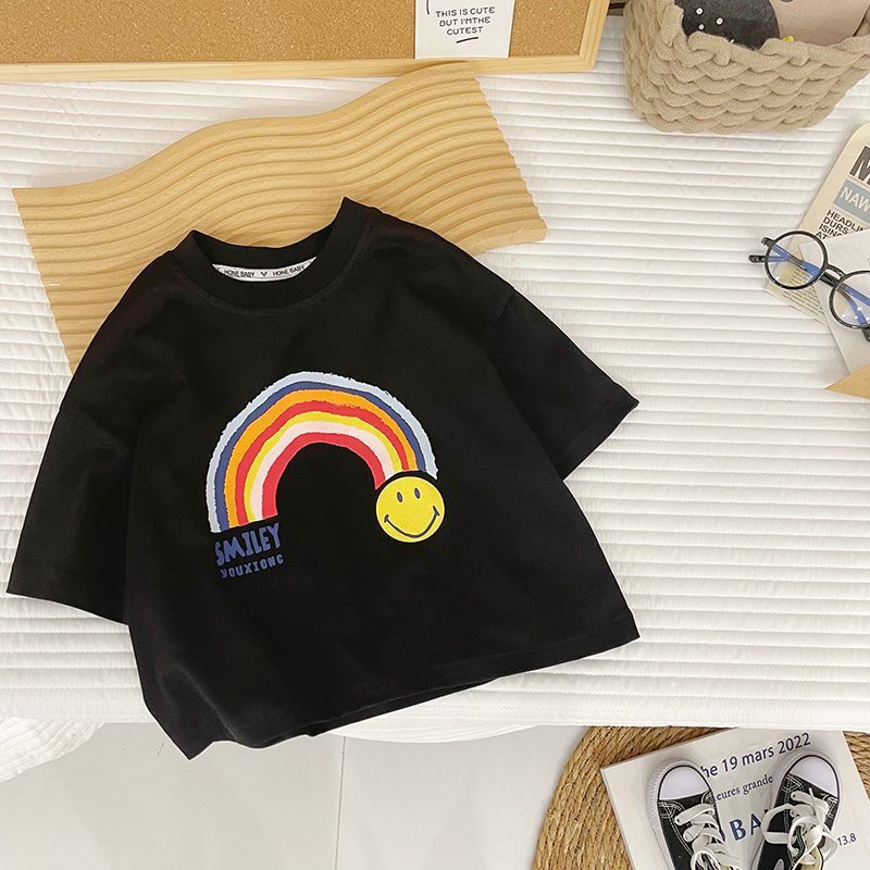 Summer Girls’ Rainbow Striped Baby Style Outfit - RAC26JP5379BATS