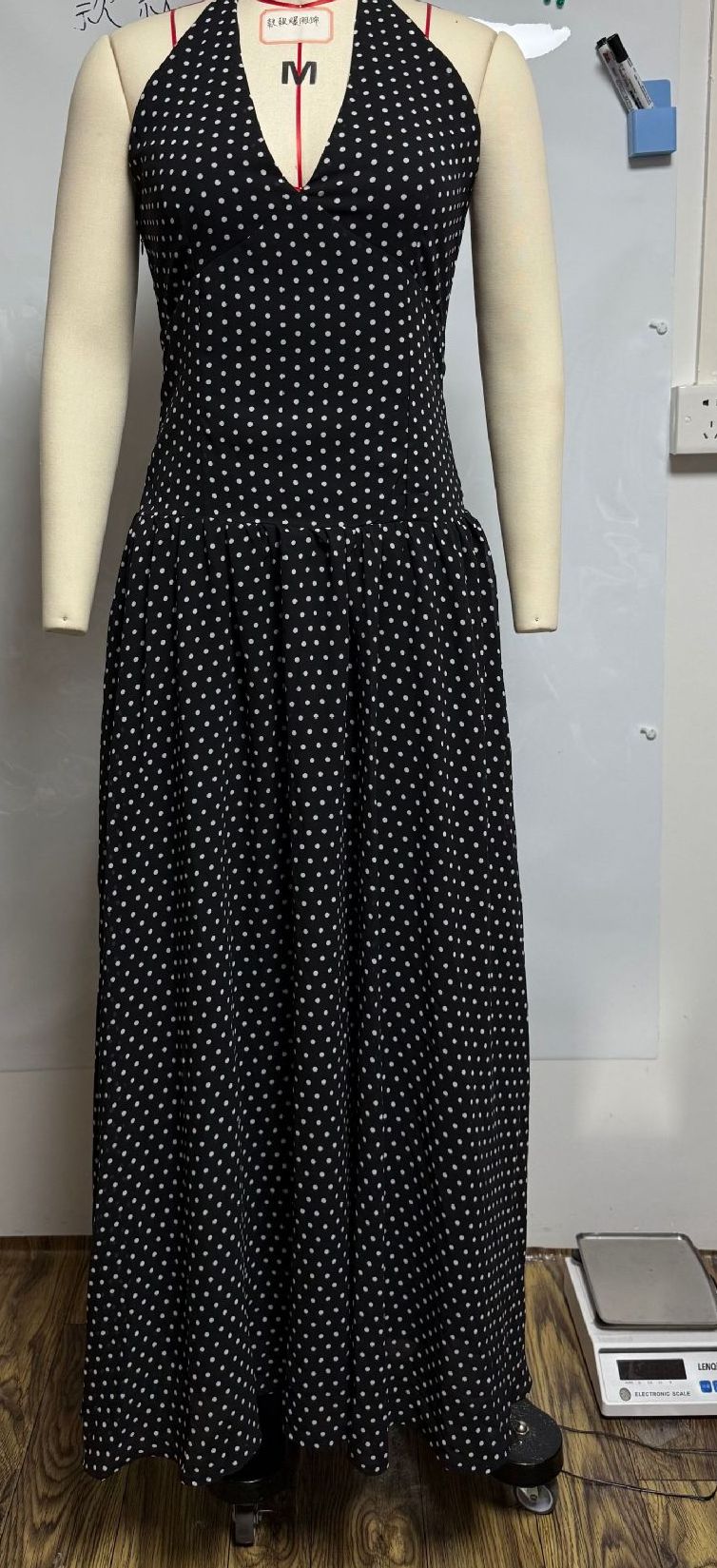 Summer Polka Dot Halter Neck Backless Slim Fit Elegant Dress