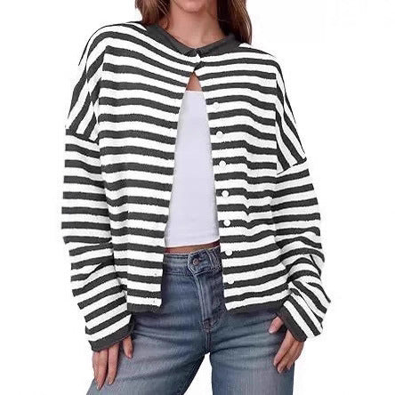Women's Striped Cardigan - New Autumn and Winter Casual Knitwear