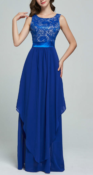 Women Slim Long Prom Wedding Dress Blue