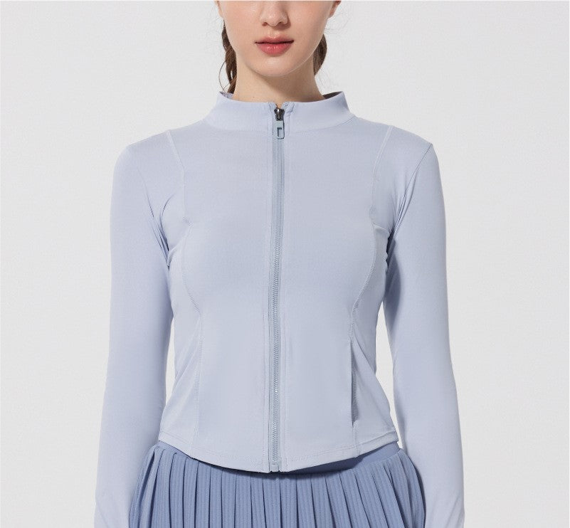Summer Ice-Feel Thin Yarn Sun Protection Jacket - Lightweight Anti-UV Sports & Yoga Wear, Long Sleeve with Finger Holes