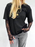 Summer Lace Stitching Cool Crew-Neck Niche Design T-Shirt Top