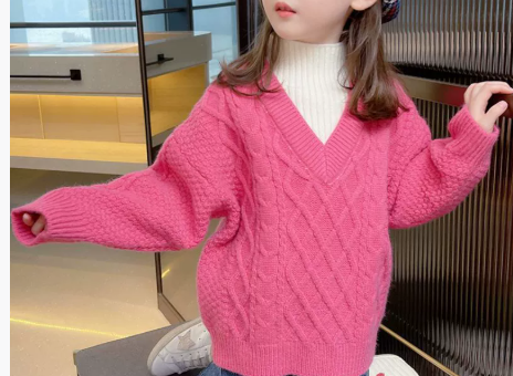 Girls Half Turtleneck Warm Knit Top